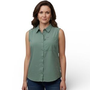 Columbia Sportswear Sleeveless Button-Up Shirt Women’s XL Sage Green